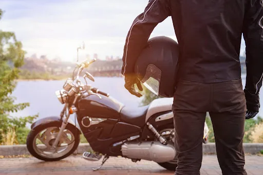 person and a motorcycle